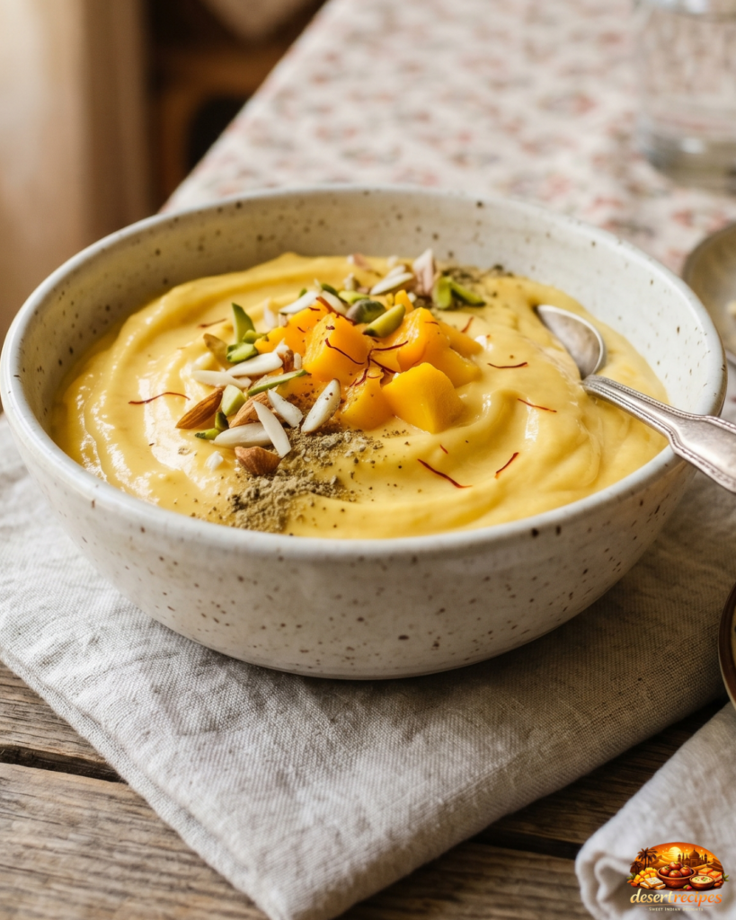 Mango Shrikhand (Aamrakhand) recipe step-by-step creamy dessert